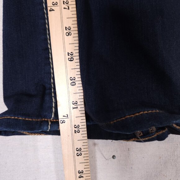Big Star Liv Blue Jeans Womens 27L Dark Blue Denim Stretch Pants Thick Stitch - Picture 5 of 16
